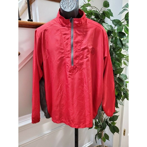 Zero Restriction Men Red 100% Polyester Long Sleeve 1/4 Zip Casual Jacket Size L - Picture 1 of 12
